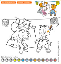 C'est la fête pour Mystie et Dagobert - coloriage, jeu gratuit